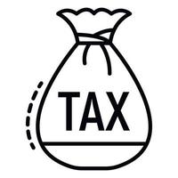 Tax money bag icon, outline style vector