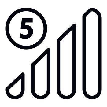 Red 5g en el icono del teléfono, estilo de esquema vector