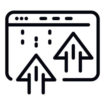 icono de flechas de ventana de software, estilo de esquema vector