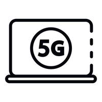 5G laptop modem icon, outline style vector