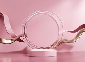 Pink stage podium mock up product display showcase 3d rendering photo