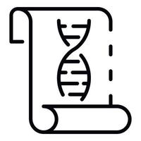 DNA chain on paper icon, outline style vector