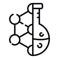 Molecular lattice and flask icon, outline style vector