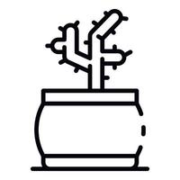 icono de maceta de cactus, estilo de contorno vector