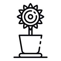 Cute flower pot icon, outline style vector