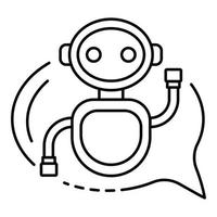 Chat bot in a bubble icon, outline style vector