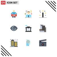 9 Thematic Vector Flat Colors and Editable Symbols of human eye employee programing development Editable Vector Design Elements