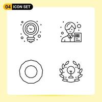 4 Creative Icons for Modern website design and responsive mobile apps 4 Outline Symbols Signs on White Background 4 Icon Pack Creative Black Icon vector background