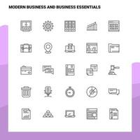 conjunto de iconos de línea esenciales de negocios y negocios modernos conjunto de 25 iconos diseño de estilo minimalista vectorial conjunto de iconos negros paquete de pictogramas lineales vector