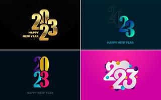 Happy New Year 2023 text design Pack. for Brochure design template. card. banner vector