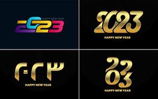 gran conjunto de diseño de texto del logo de feliz año nuevo 2023. Plantilla de diseño de número 2023. colección de símbolos de feliz año nuevo 2023 vector