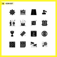 16 Creative Icons Modern Signs and Symbols of mane tag tool road lines Editable Vector Design Elements