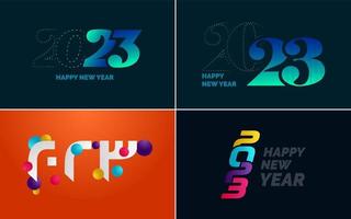 gran conjunto 2023 feliz año nuevo diseño de texto de logotipo negro. Plantilla de diseño de 20 23 números. colección de símbolos de 2023 feliz año nuevo vector