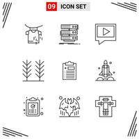 9 Icons Line Style Grid Based Creative Outline Symbols for Website Design Simple Line Icon Signs Isolated on White Background 9 Icon Set Creative Black Icon vector background