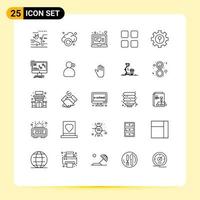 Mobile Interface Line Set of 25 Pictograms of lock math email education calc Editable Vector Design Elements