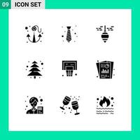 User Interface Pack of 9 Basic Solid Glyphs of basketball camping tie tree tool Editable Vector Design Elements