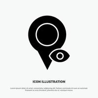 Eye Location Map Pointer solid Glyph Icon vector