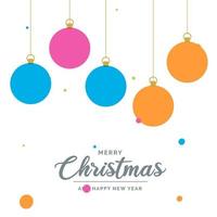 Flat merry christmas decorative Ball elements hanging background vector