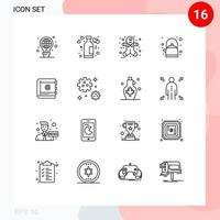 16 Thematic Vector Outlines and Editable Symbols of contact book wine tea breakfast Editable Vector Design Elements