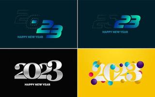 Happy New Year 2023 text design Pack. for Brochure design template. card. banner vector