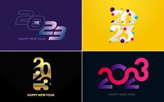 Happy New Year 2023 text design. Cover of business diary for 2023 with wishes. Brochure design template. card. banner vector