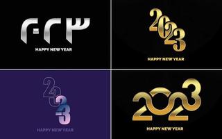 gran conjunto 2023 feliz año nuevo diseño de texto de logotipo negro. Plantilla de diseño de 20 23 números. colección de símbolos de 2023 feliz año nuevo vector