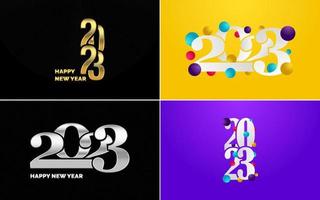 gran conjunto 2023 feliz año nuevo diseño de texto de logotipo negro. Plantilla de diseño de 20 23 números. colección de símbolos de 2023 feliz año nuevo vector