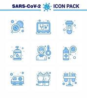 CORONAVIRUS 9 Blue Icon set on the theme of Corona epidemic contains icons such as headache sanitizer blood hand virus viral coronavirus 2019nov disease Vector Design Elements