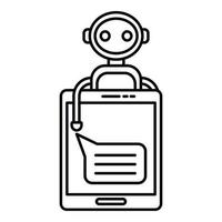 Smartphone chat bot icon, outline style vector