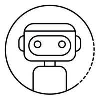 robot en el icono del círculo, estilo de contorno vector