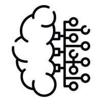 Half ai brain icon, outline style vector