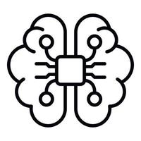 Ai brain icon, outline style vector