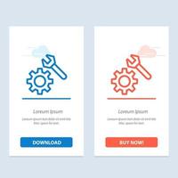 Setting Wrench Gear  Blue and Red Download and Buy Now web Widget Card Template vector