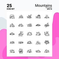 25 Mountains Icon Set 100 Editable EPS 10 Files Business Logo Concept Ideas Line icon design vector