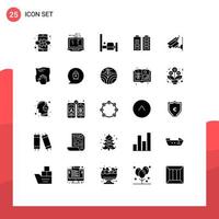 conjunto de 25 iconos de interfaz de usuario modernos signos de símbolos para cama de cámara de seguridad batería completa elementos de diseño vectorial editables vector