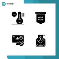 User Interface Pack of 4 Basic Solid Glyphs of climate online game sport investment Editable Vector Design Elements