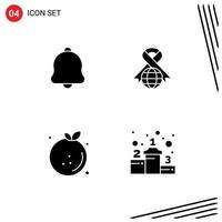 Stock Vector Icon Pack of 4 Line Signs and Symbols for alert diet sound globe fruit Editable Vector Design Elements