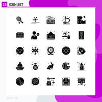 Pictogram Set of 25 Simple Solid Glyphs of application research circuit microscope smart Editable Vector Design Elements