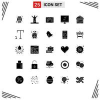 Modern Set of 25 Solid Glyphs and symbols such as house mac success display interface Editable Vector Design Elements