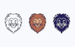 Lion face line and glyph icon, vector illustration