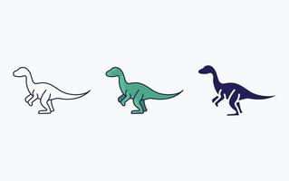 Dinosaur line and glyph icon, vector illustration