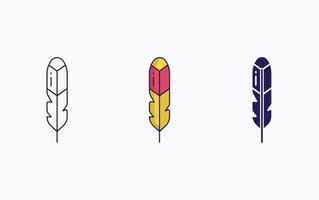 Feather line and glyph icon, vector illustration