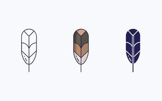 Feather line and glyph icon, vector illustration