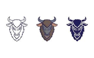 Yak face line and glyph icon, vector illustration