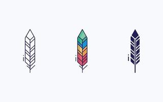 Feather line and glyph icon, vector illustration