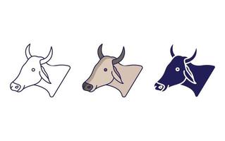 línea de vaca e icono de glifo, ilustración vectorial vector