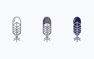 Feather line and glyph icon, vector illustration