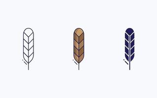 Feather line and glyph icon, vector illustration