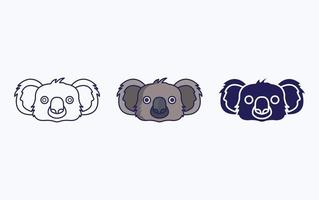 Koala face line and glyph icon, vector illustration