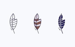 Feather line and glyph icon, vector illustration